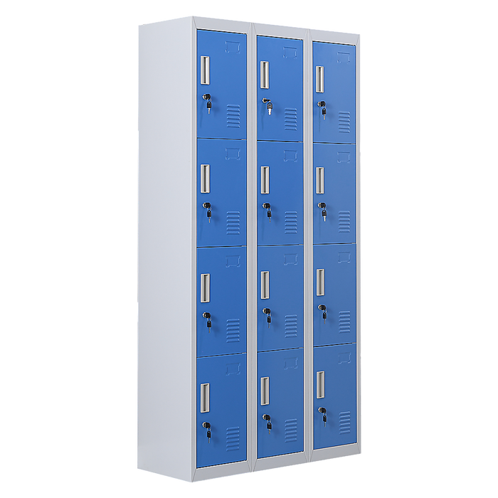 12-Door Locker for Office Gym Shed School Home Storage - Standard Lock with Keys