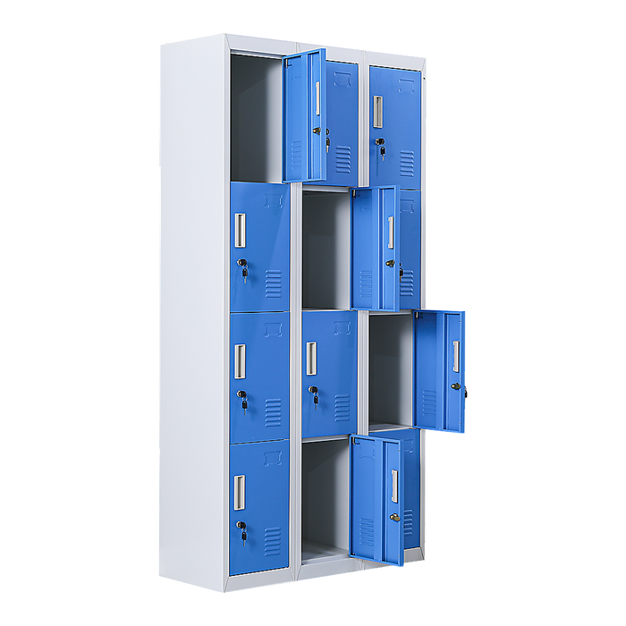 12-Door Locker for Office Gym Shed School Home Storage - Standard Lock with Keys