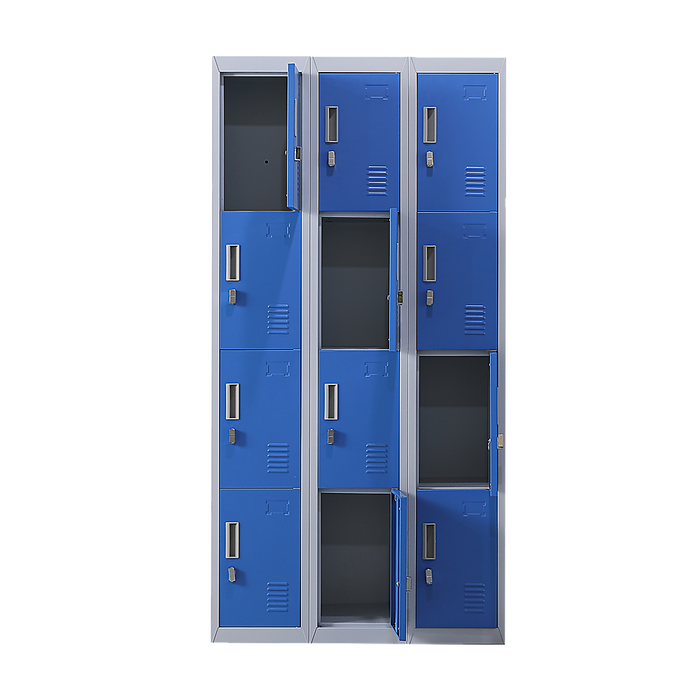 12-Door Locker for Office Gym Shed School Home Storage - Padlock-operated