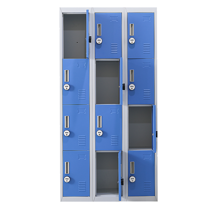 12-Door Locker for Office Gym Shed School Home Storage - 4-Digit Combination Lock