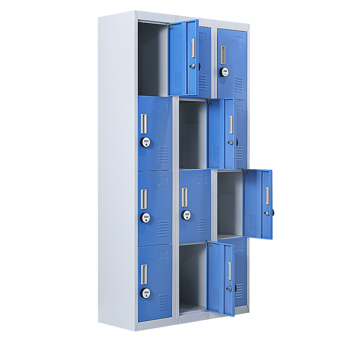 12-Door Locker for Office Gym Shed School Home Storage - 4-Digit Combination Lock