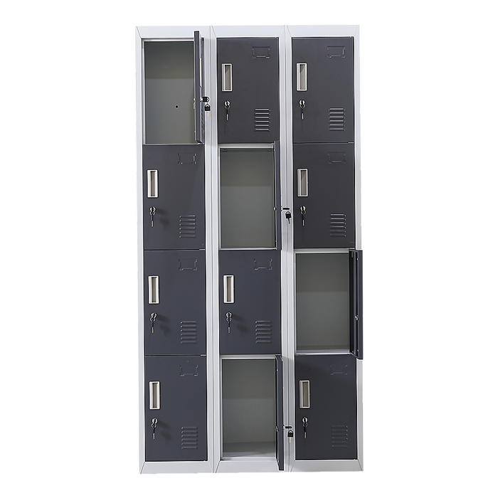 12-Door Locker for Office Gym Shed School Home Storage - Standard Lock with Keys