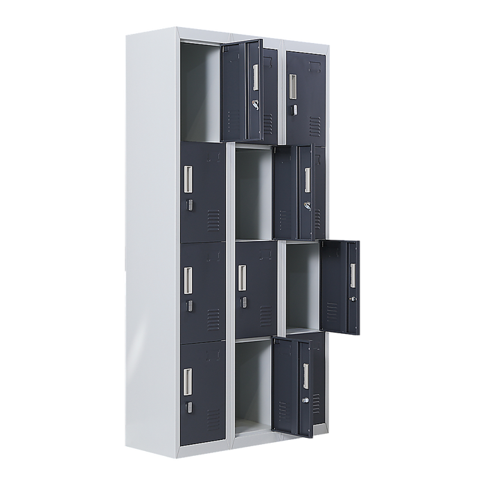 12-Door Locker for Office Gym Shed School Home Storage - Padlock-operated