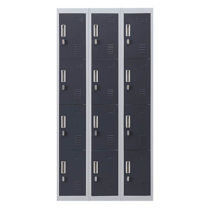 12-Door Locker for Office Gym Shed School Home Storage - Padlock-operated