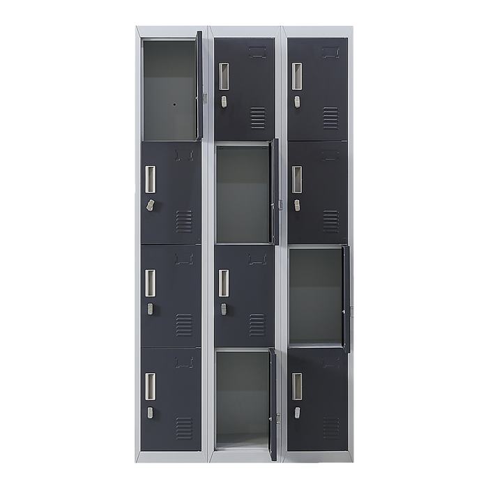 12-Door Locker for Office Gym Shed School Home Storage - Padlock-operated