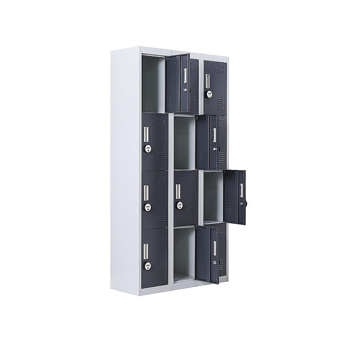 12-Door Locker for Office Gym Shed School Home Storage - 4-Digit Combination Lock