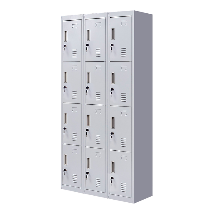 12-Door Locker for Office Gym Shed School Home Storage - Standard Lock with Keys