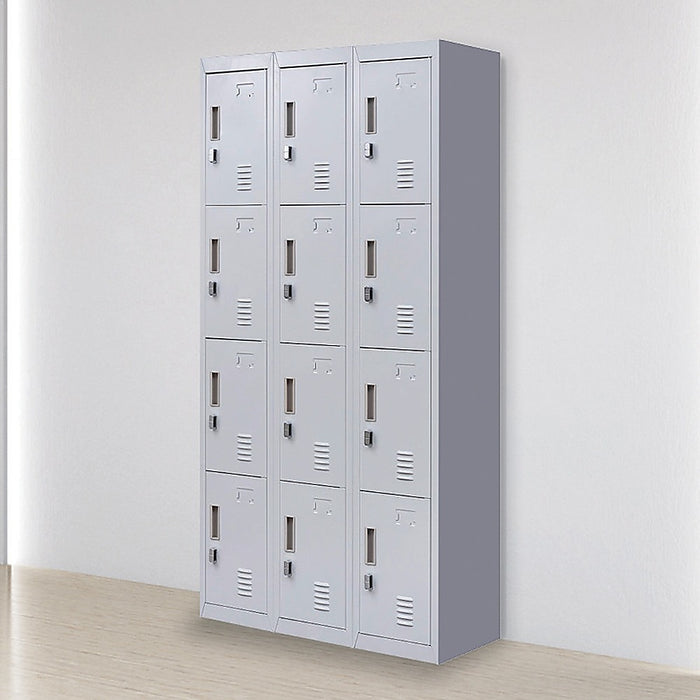 12-Door Locker for Office Gym Shed School Home Storage - Padlock-operated