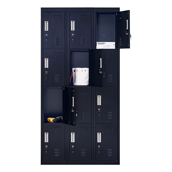 12-Door Locker for Office Gym Shed School Home Storage - Standard Lock with Keys