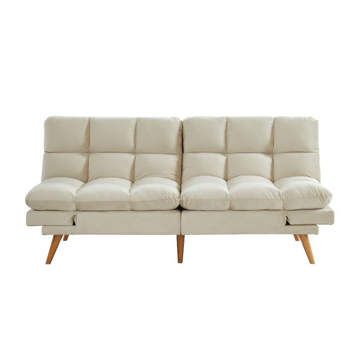 Alexa 3 Seater Velvet Sofa Bed Futon Cream