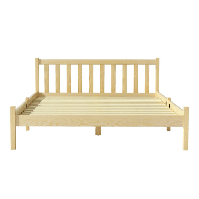 Bed Frame Wooden Double Size Bed Base Pine Timber Mattress Foundation Oak