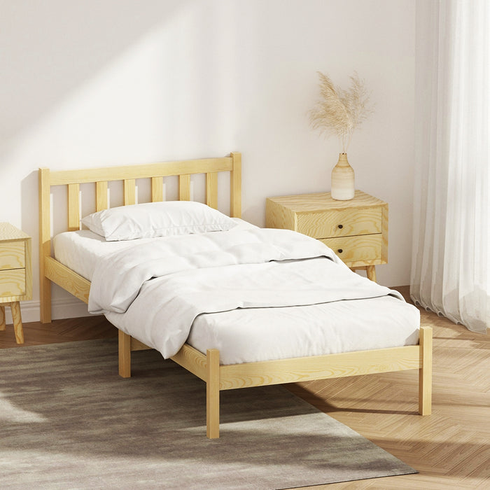 Bed Frame Wooden Single Size SOFIE Pine Timber Mattress Base OAK