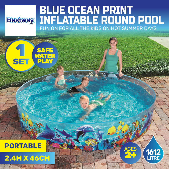 2.4m x 46cm Kids Above Ground Pool Ocean Life Design 1612 Litre