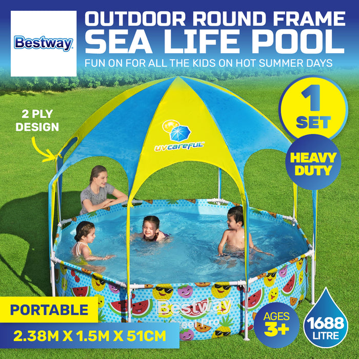 2.38 x 1.5m Kids Above Ground Pool & UV Protected Canopy 1688 Litre