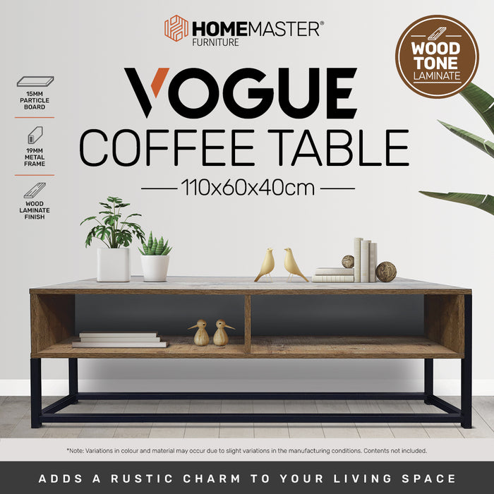 Home Master Vogue Wood Tone Coffee Table Stylish Rustic Flawless Design 110cm