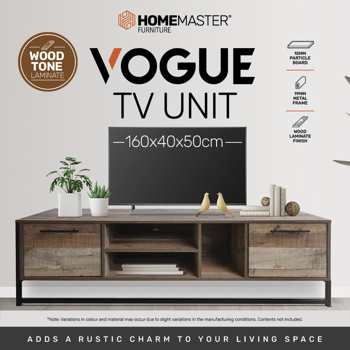 Home Master Vogue Wood Tone TV Unit Stylish Rustic Flawless Design 160cm