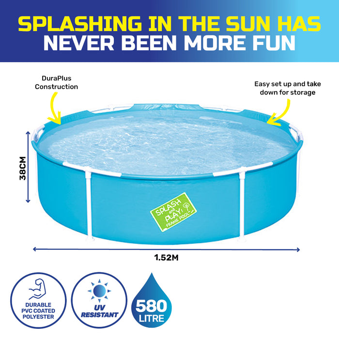 1.52m x 38cm Kids Above Ground Pool Quality Construction 580 Litre