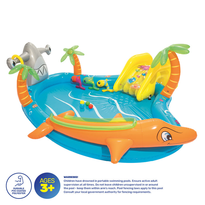 2.8m x 87cm Inflatable Sea Life Water Fun Park Pool With Slide 273L