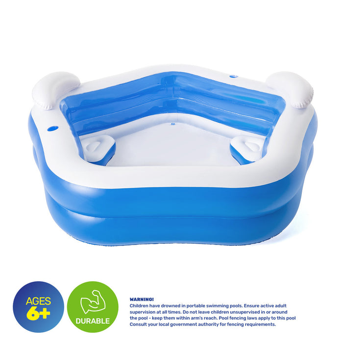 Inflatable Pentagon Shaped Pool Fitted With Headrests & Seats 575L