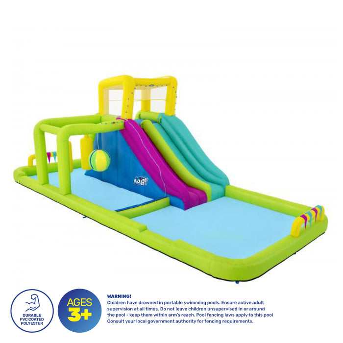 7.1 x 2.65m Inflatable Splash Course Water Park Double Slide & Motor