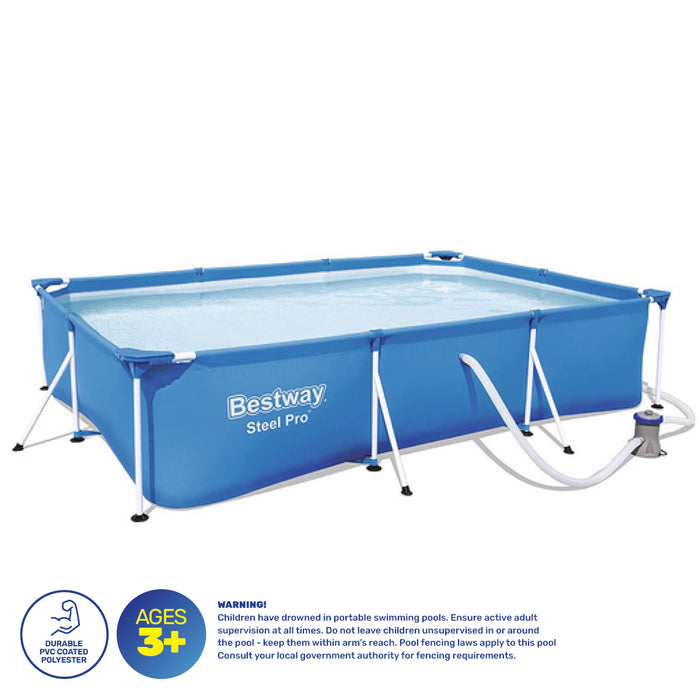 3m x 2.1m Above Ground Pool High Gauge PVC Construction 3300 Litre