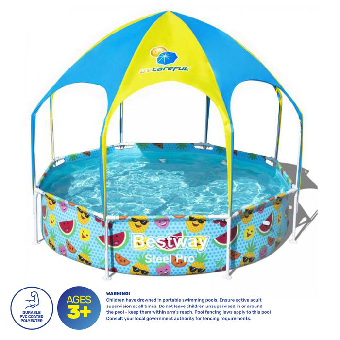 2.38 x 1.5m Kids Above Ground Pool & UV Protected Canopy 1688 Litre