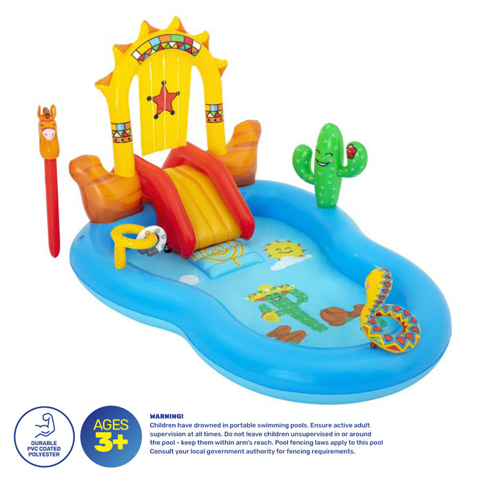 2.6 x 1.8m Inflatable Wild West Water Fun Park Pool With Slide 278L